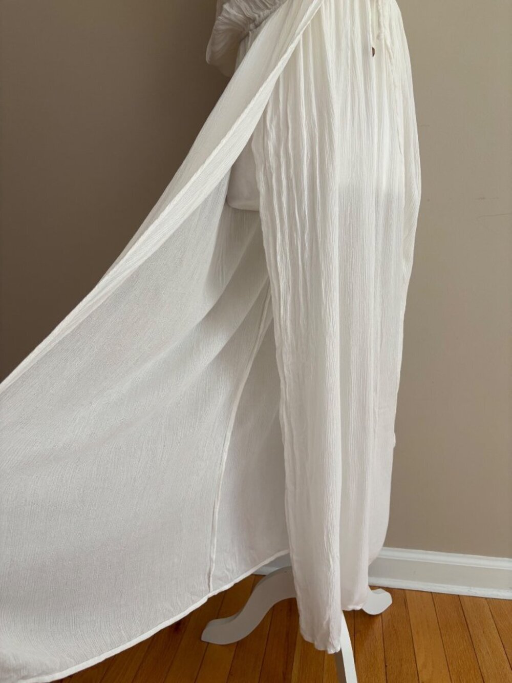 Raviya White Crinkle Maxi Kaftan Cover Up Dress Size Large Boho Beach Resort - Picture 4 of 12